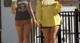 Kourtney Kardashian, 46, was joined by her lookalike daughter Penelope, 13, and husband Travis Barker for a coffee run in Palm Springs on Saturday
