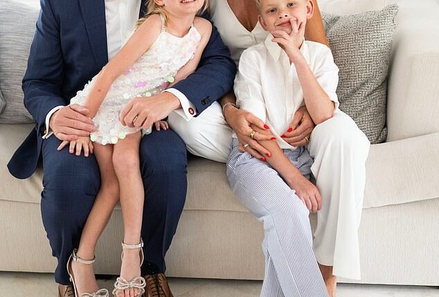 Eric Trump includes in his memoir 100 never before seen images, including the one above provided exclusively to the Daily Mail ahead of release. Pictured: Eric, Lara and their two children Carolina and Luke