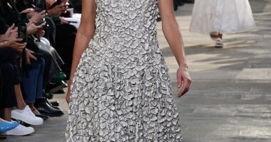 Laura Dern was a vision in a floral gown as she graced the Gabriela Hearst runway on Wednesday during Paris Fashion Week