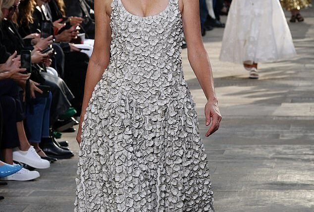 Laura Dern was a vision in a floral gown as she graced the Gabriela Hearst runway on Wednesday during Paris Fashion Week