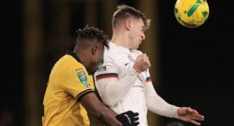 Liam Delap was sent off against Wolves in midweek after elbowing Emmanuel Agbadou