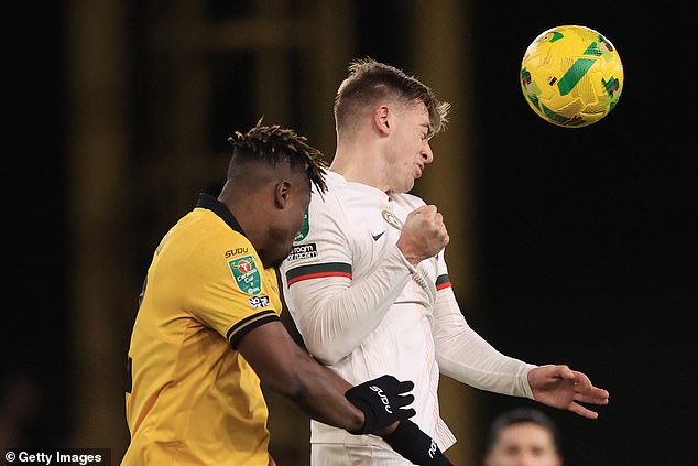 Liam Delap was sent off against Wolves in midweek after elbowing Emmanuel Agbadou
