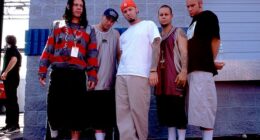Limp Bizkit bassist Sam Rivers has passed away at the age of 48 on October 18 and received an emotional tribute from the iconic band; Rivers (far right) seen with band in 1997 in Chicago