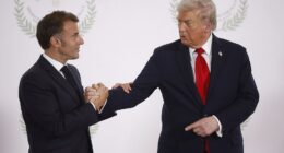 Donald Trump 's awkward handshake with Emmanuel Macron at the Gaza peace summit has taken a mysterious turn as new details reveal a tense conversation. The duo shook hands in Sharm El-Sheikh, Egypt on Monday as Trump signed the first phase of the Israel-Hamas ceasefire agreement.