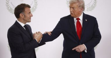 Donald Trump 's awkward handshake with Emmanuel Macron at the Gaza peace summit has taken a mysterious turn as new details reveal a tense conversation. The duo shook hands in Sharm El-Sheikh, Egypt on Monday as Trump signed the first phase of the Israel-Hamas ceasefire agreement.