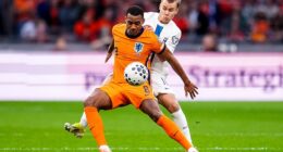Ryan Gravenberch was forced off at half-time of the Netherlands' 4-0 victory over Finland