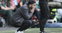 Ruben Amorim looks dejected as his Manchester United side slump to yet another defeat, at Brentford on Saturday