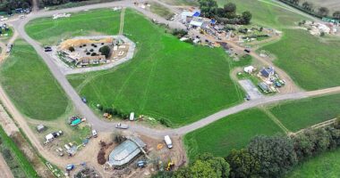 The Harry Potter village being constructed for the new HBO TV series has been pictured for the first time in Hertfordshire