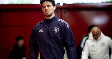 Goalkeeper Senne Lammens arrives at Old Trafford for the clash against Sunderland