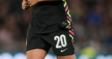 The Matildas have suffered a frustrating defeat to England, beaten 3-0 at Pride Park in Derby (pictured, captain Sam Kerr)