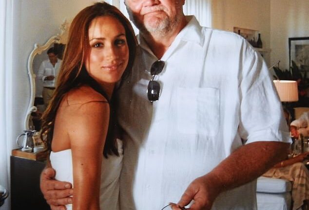 Meghan Markle's estranged father Thomas is 'trapped' in a building in the Philippines. The pair are pictured on Meghan's wedding day to Trevor Engelson in Jamaica in 2011