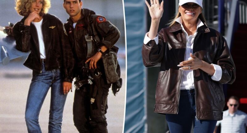 Melania Trump channels 'Top Gun' in leather bomber for naval station visit