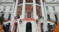 Melania Trump has been attacked online after decorating the White House in dozens of fresh pumpkins for Halloween