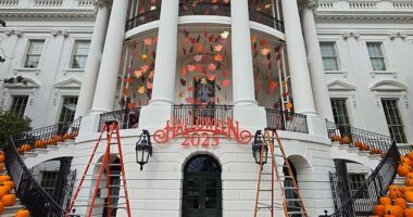 Melania Trump has been attacked online after decorating the White House in dozens of fresh pumpkins for Halloween