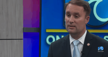 Jason Miyares talking during an interview.