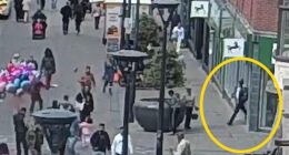 This is the moment 'wicked' Channel migrant walked out of a bank after randomly stabbing a customer to death inside because his asylum claim was rejected
