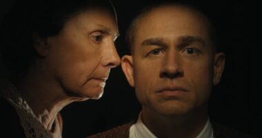 Charlie Hunnam as Ed Gein, Suzanna Son as Adelina in episode 302 of Monster: The Ed Gein Story