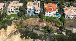 The section of bluff that collapsed on Marguerite Drive in Ranchos Palos Verdes in September