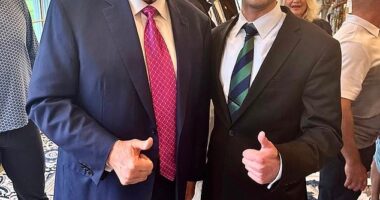 White House and Department of Homeland Security insiders tell the Daily Mail that Christopher Pratt, the department's under secretary for strategy, policy and plans, along with Taylor Bush, deputy to White House liaison Paul Ingrassia (pictured with Trump), orchestrated damaging leaks targeting their colleague