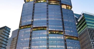 The new 'jewel-like' skyscraper has a distinctive 'crown' design at the top of its 479ft structure