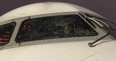 The aircraft suffered a cracked windscreen shortly after taking off in Luanda, Angola