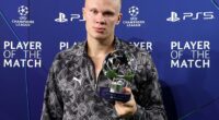 Erling Haaland was stony-faced after being given the player of the match award on Wednesday