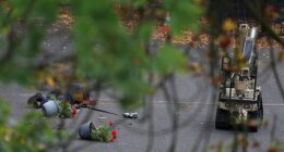 A knifeman has been killed by police following a suspected terror attack outside a synagogue