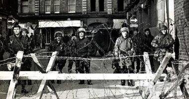 Furious veterans demanded on Thursday night that Labour halts the witch hunts against them after a paratrooper, known only as Soldier F and now in his seventies, was cleared of Bloody Sunday shootings. Pictured: British troops on Bloody Sunday