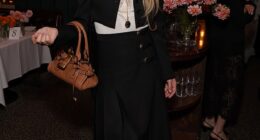 Olivia Wilde, 41, (pictured) looked effortlessly chic in a lace vest as she joined Dakota Fanning and Addison Rae at an intimate dinner hosted by W Magazine in California on Friday