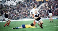 Archie Gemmill wheels away in celebration after wonder goal against Holland at 1978 World Cup in Argentina
