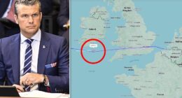 Pete Hegseth 's jet has made an emergency landing after a high-stakes NATO summit on the Russia-Ukraine war. The Secretary of War's Boeing C-32A was flying over the Atlantic on Wednesday when a crack in the windshield forced it to land at RAF Mildenhall in England.