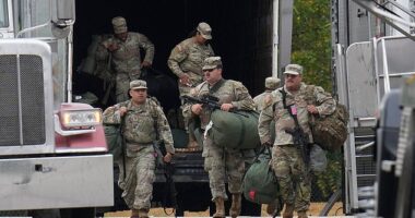 Plus sized members of the Texas National Guard have been viciously mocked for their weight as they arrived in Chicago for deployment