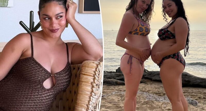 Pregnant Vanessa Hudgens flaunts bare baby bump in bikini