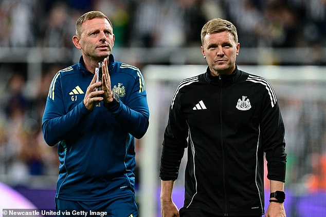 Graeme Jones (pictured with Eddie Howe) could be in line to join Sweden's coaching staff