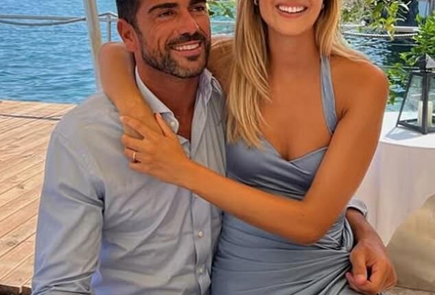 Graziano Pelle (left) has been in Dubai since retiring from playing and is now divorced from wife Viktoria Varga (right)