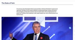 Today all references to the Duke of York have been axed from royal.uk and he is now referred to as Prince Andrew throughout.