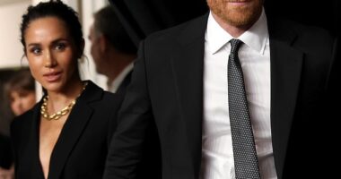 Prince Harry and Meghan Markle walked hand-in-hand as they arrived at a glitzy ceremony in New York where they are to receive an award for their humanitarian work