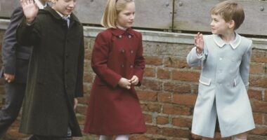 William revealed he would tear down the corridors with his cousins playing games but they would sometimes find themselves injured with large splinters (pictured together in 1987)