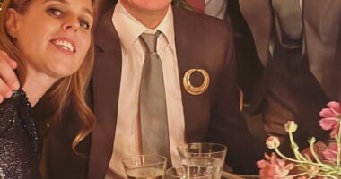 The King's niece (left) was among guests at the wedding of her long-time confidant James Green, 37, (centre) and James Hirschfeld, 39, (right) the American co-founder of digital invitations company Paperless Post, in Long Island, New York