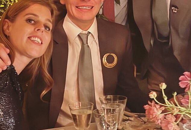 The King's niece (left) was among guests at the wedding of her long-time confidant James Green, 37, (centre) and James Hirschfeld, 39, (right) the American co-founder of digital invitations company Paperless Post, in Long Island, New York