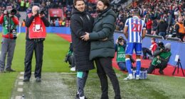 Danny Rohl and Russell Martin embrace each other after a match in the English Championship