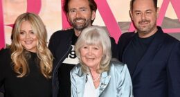 Rivals stars Danny Dyer (pictured right) and Victoria Smurfit have led the cast paying tribute to author Dame Jilly Cooper, following her death at the age of 88