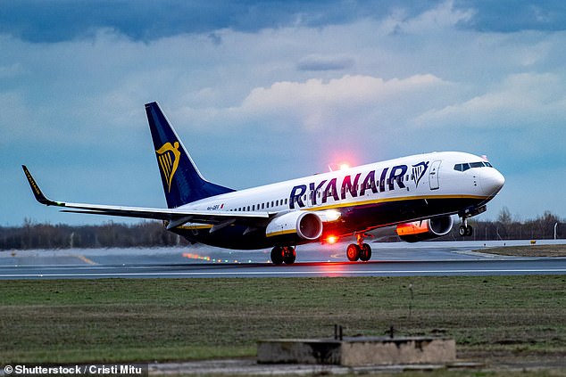 An investigation has been launched after a Ryanair flight came within six minutes of 'running out of fuel' mid-air (file image)