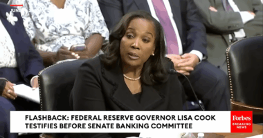 Lisa Cook testifying before the Senate.