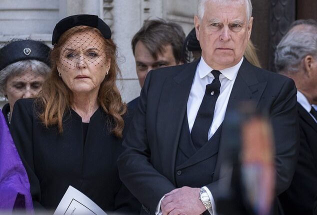 Sarah Ferguson lost her precious royal title after her ex-husband Prince Andrew agreed to give up his own on Friday. Pictured at the Duchess of Kent's funeral in September