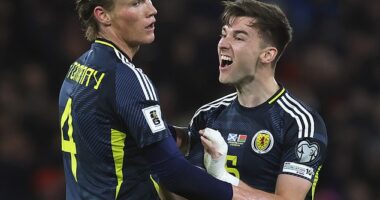 Scott McTominay's celebration was justifiably muted after he put the Scots two goals up