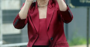 Shelley Craft (pictured) was ready for action as she arrived for the massive finale of The Block