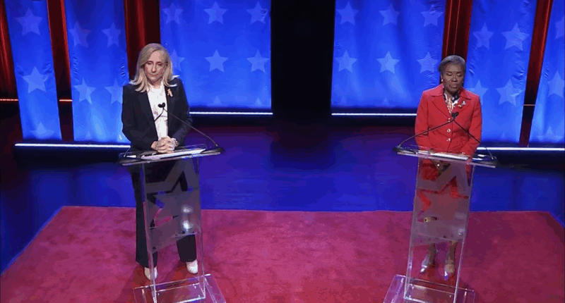 Abigail Spanberger and Winsome Sears debating.
