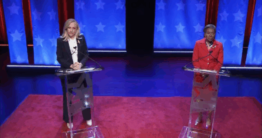 Abigail Spanberger and Winsome Sears debating.
