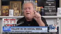 Steve Bannon during a broadcast of his Bannon's War Room show which aired on Monday, October 20th
